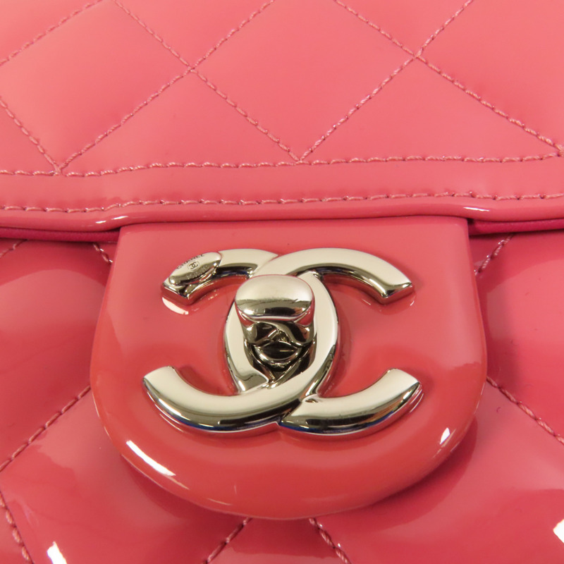 CHANEL 漆皮皮革Chain Shoulder銀扣鏈帶肩背袋-6