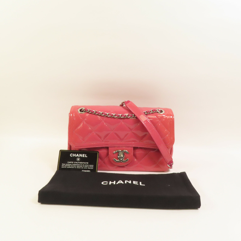 CHANEL 漆皮皮革Chain Shoulder銀扣鏈帶肩背袋-10