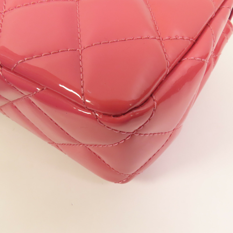 CHANEL 漆皮皮革Chain Shoulder銀扣鏈帶肩背袋-12