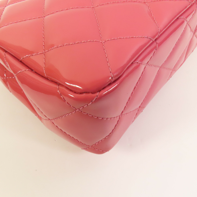 CHANEL 漆皮皮革Chain Shoulder銀扣鏈帶肩背袋-14