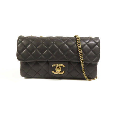 CHANEL 牛皮皮革Chain Shoulder金扣鏈帶肩背袋