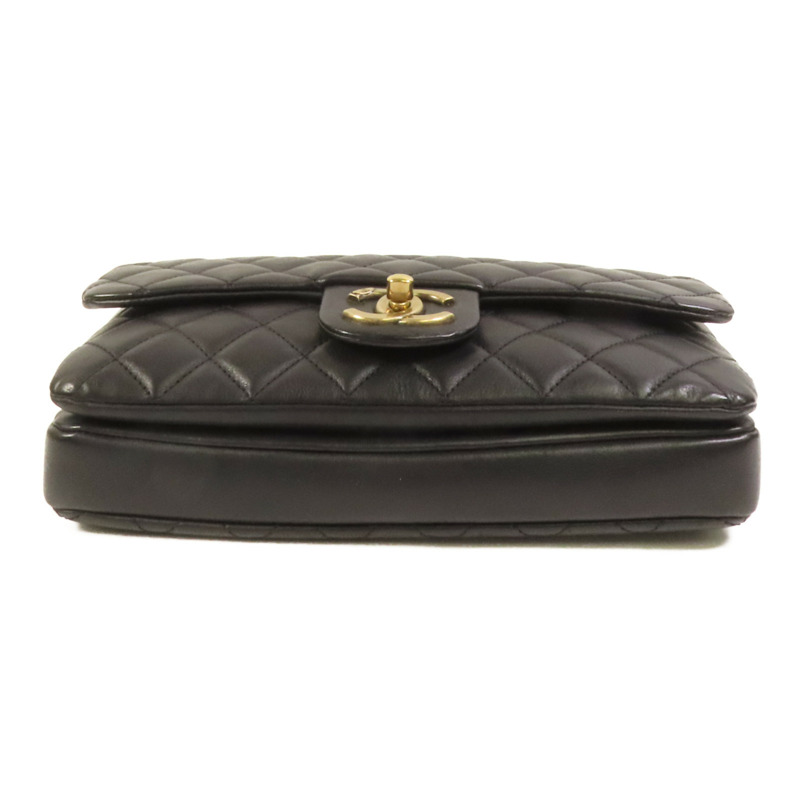 CHANEL 牛皮皮革Chain Shoulder金扣鏈帶肩背袋-3