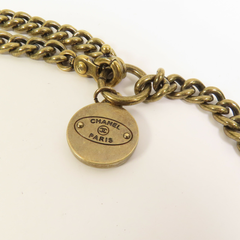 CHANEL 牛皮皮革Chain Shoulder金扣鏈帶肩背袋-6