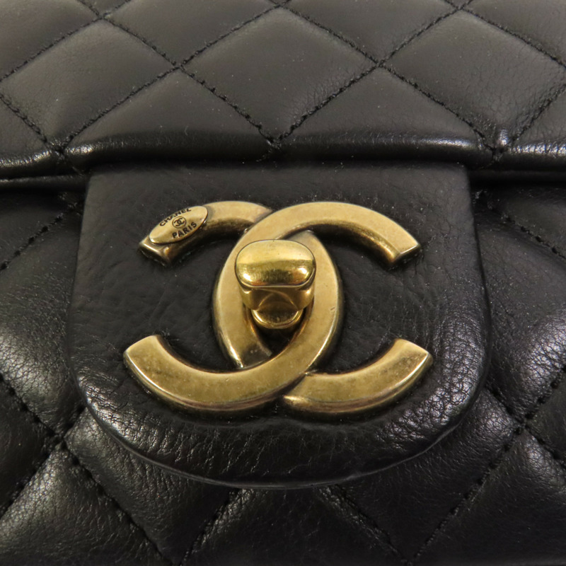 CHANEL 牛皮皮革Chain Shoulder金扣鏈帶肩背袋-7
