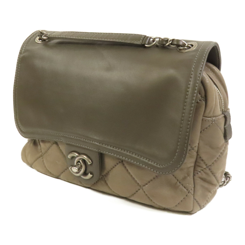 CHANEL 牛皮皮革Chain Shoulder銀扣鏈帶肩背袋-1