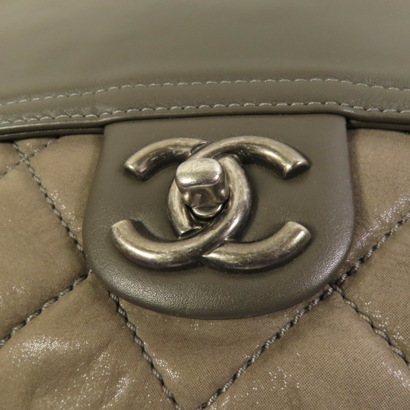 CHANEL 牛皮皮革Chain Shoulder銀扣鏈帶肩背袋-5