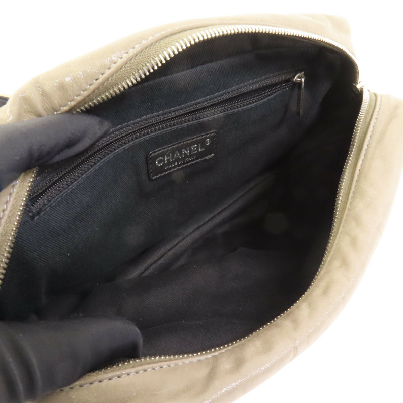 CHANEL 牛皮皮革Chain Shoulder銀扣鏈帶肩背袋-6