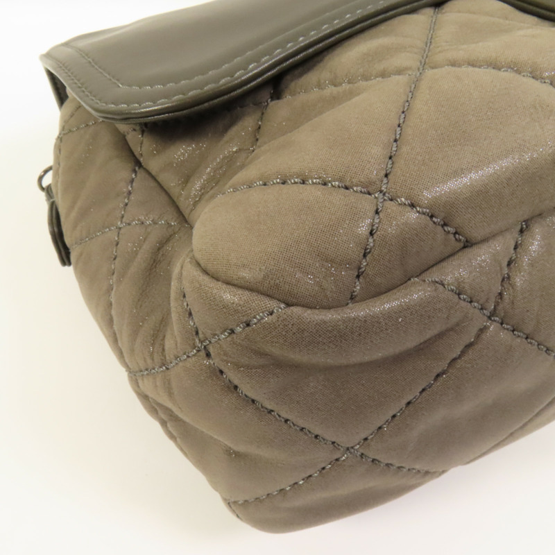 CHANEL 牛皮皮革Chain Shoulder銀扣鏈帶肩背袋-12