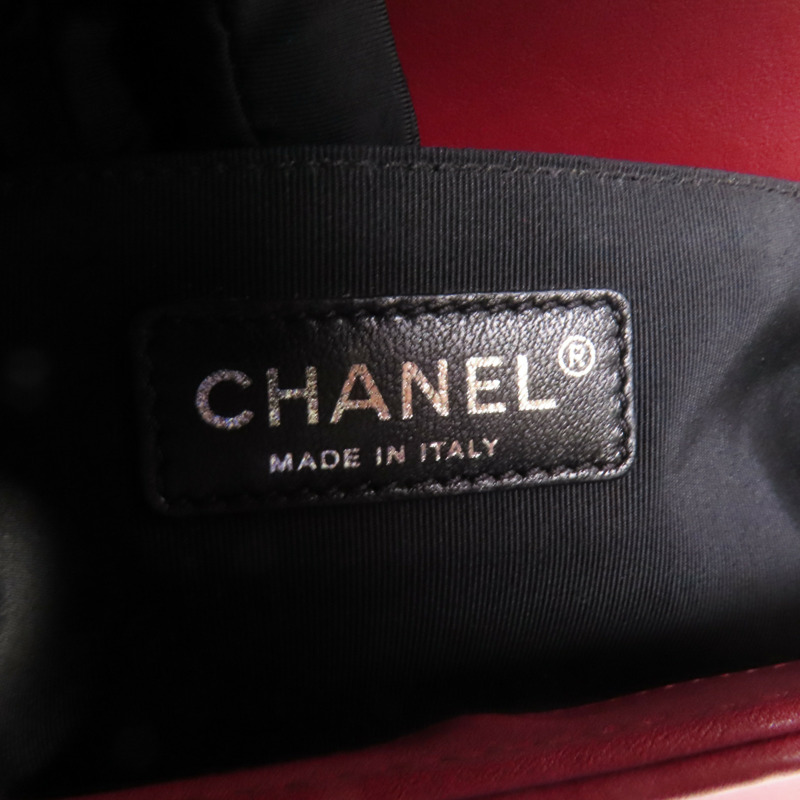 CHANEL 羊皮皮革Boy 25銀扣鏈帶肩背袋-7