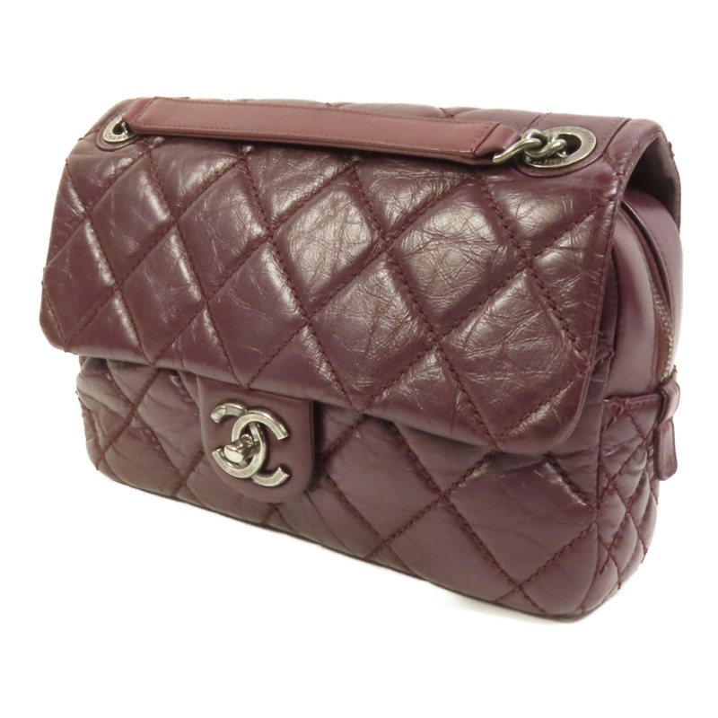 CHANEL 牛皮皮革Chain Shoulder銀扣鏈帶肩背袋-2