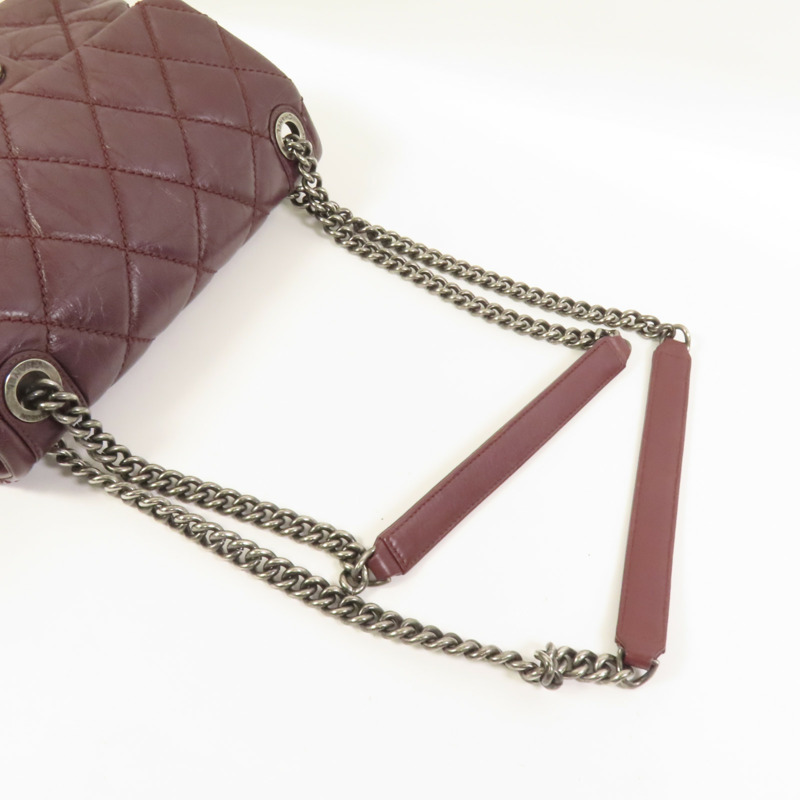 CHANEL 牛皮皮革Chain Shoulder銀扣鏈帶肩背袋-4