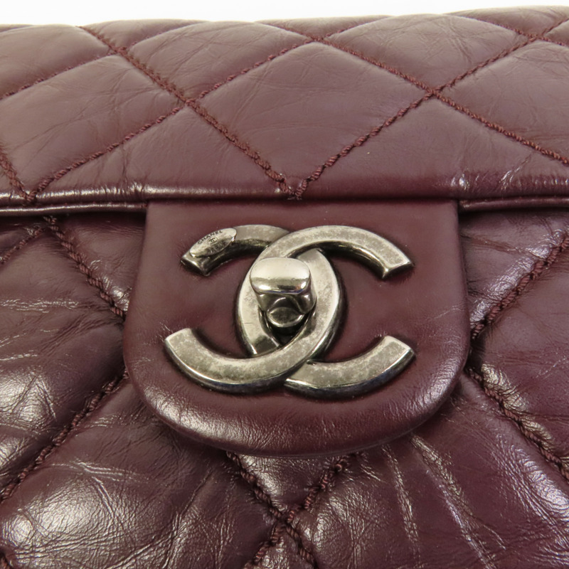 CHANEL 牛皮皮革Chain Shoulder銀扣鏈帶肩背袋-6