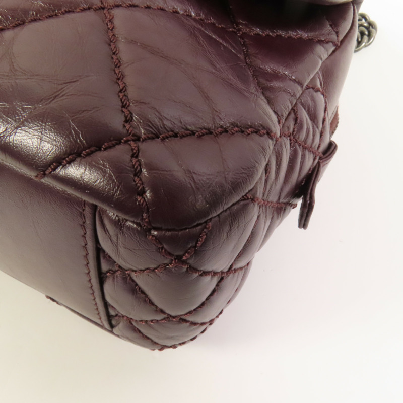 CHANEL 牛皮皮革Chain Shoulder銀扣鏈帶肩背袋-11