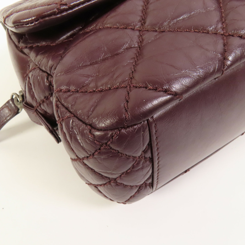 CHANEL 牛皮皮革Chain Shoulder銀扣鏈帶肩背袋-12