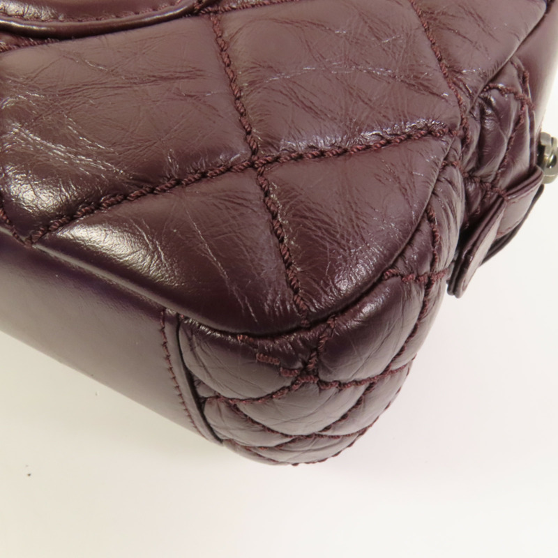 CHANEL 牛皮皮革Chain Shoulder銀扣鏈帶肩背袋-13