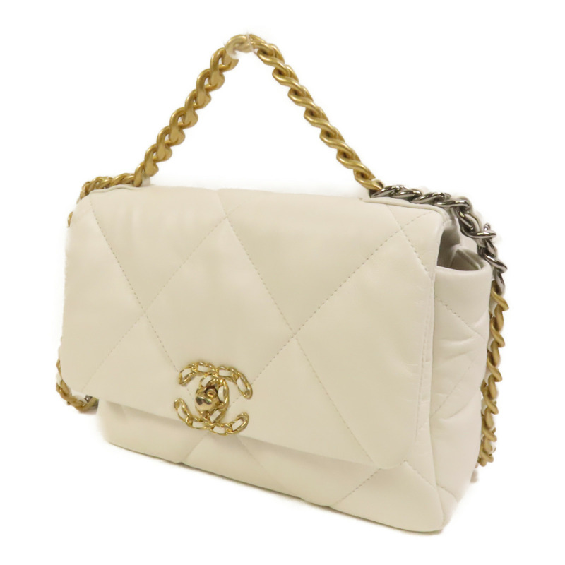 CHANEL 牛皮皮革 Chanel 19 Small金扣鏈帶手挽肩背兩用袋-2
