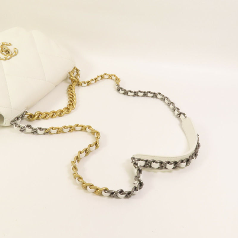 CHANEL 牛皮皮革 Chanel 19 Small金扣鏈帶手挽肩背兩用袋-4