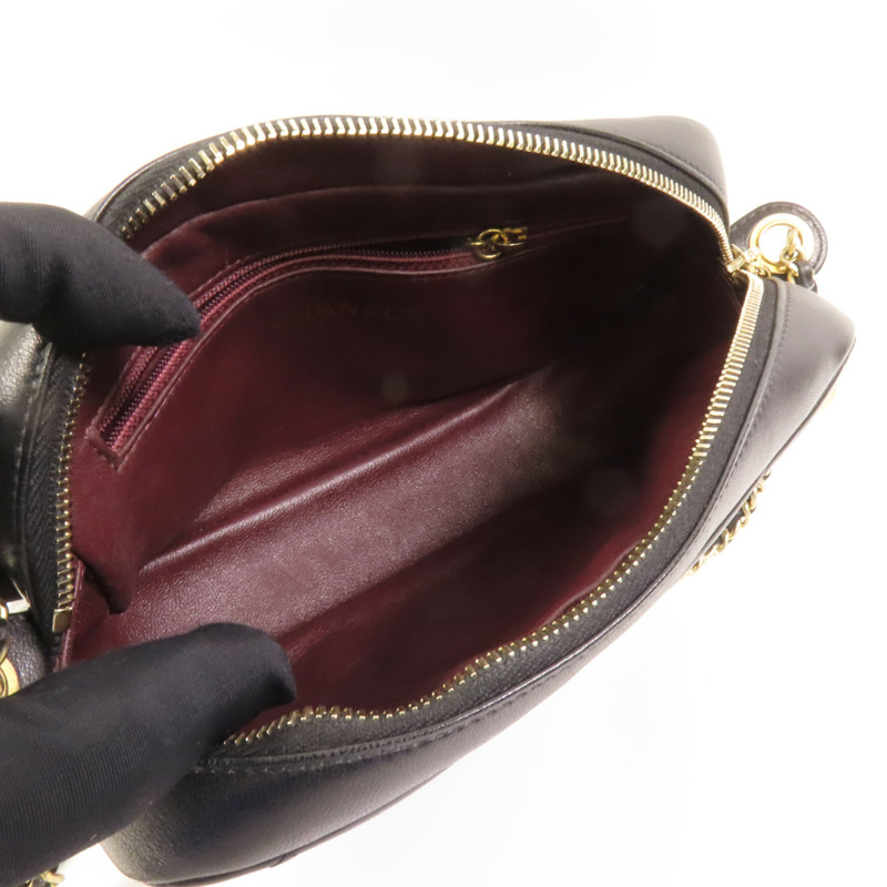 CHANEL 羊皮皮革Camera Bag金扣肩背袋-6