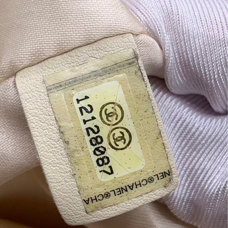 二手Chanel香奈兒2.55腋下包焦糖色拼白單肩包，鐳射12開-6