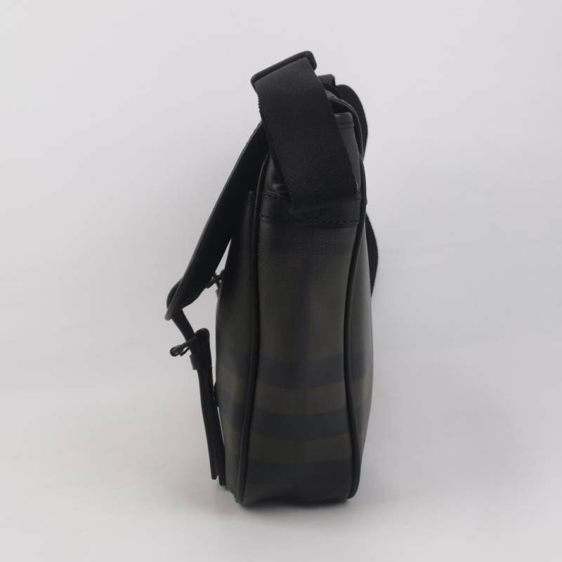 Burberry牛皮拼色格紋郵差包斜挎包-2