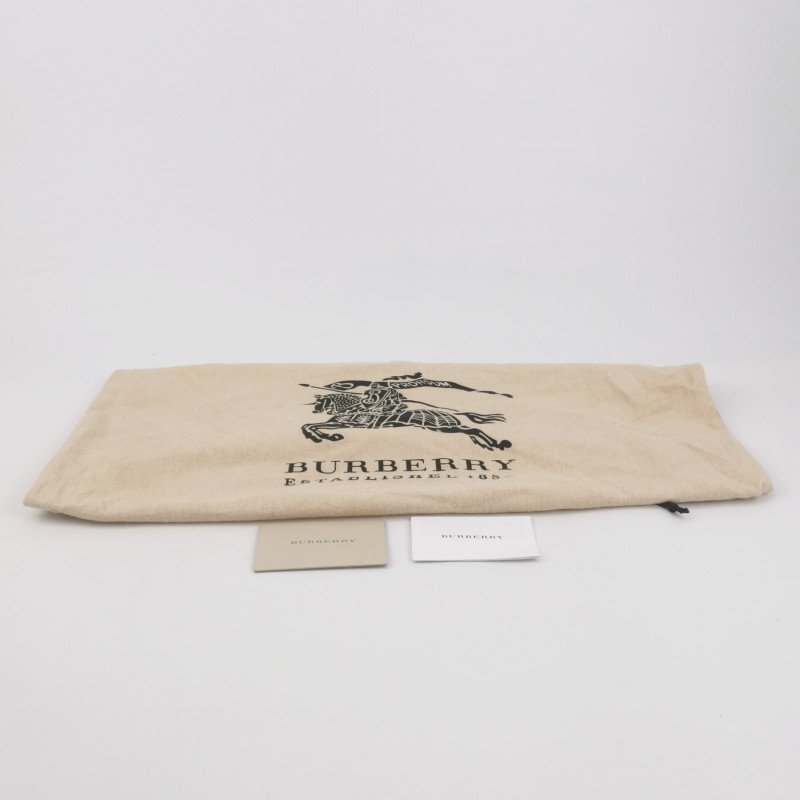 Burberry牛皮拼色格紋郵差包斜挎包-8