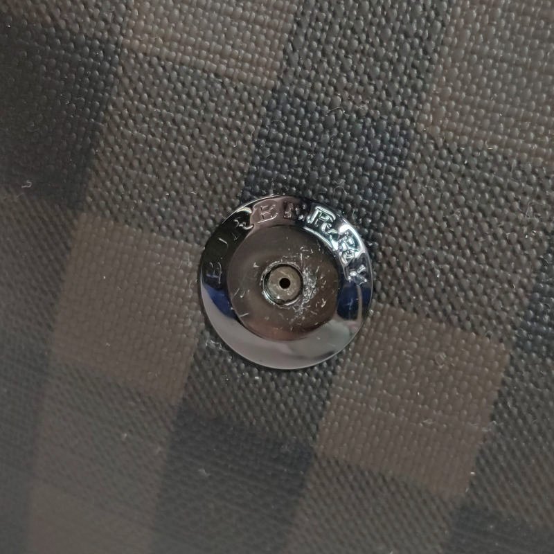 Burberry牛皮拼色格紋郵差包斜挎包-11