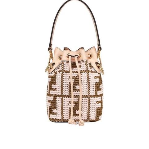 Fendi 女士 Mon Tresor迷你徽標水桶包均碼碼MINI、12 X 10 X 18 CM