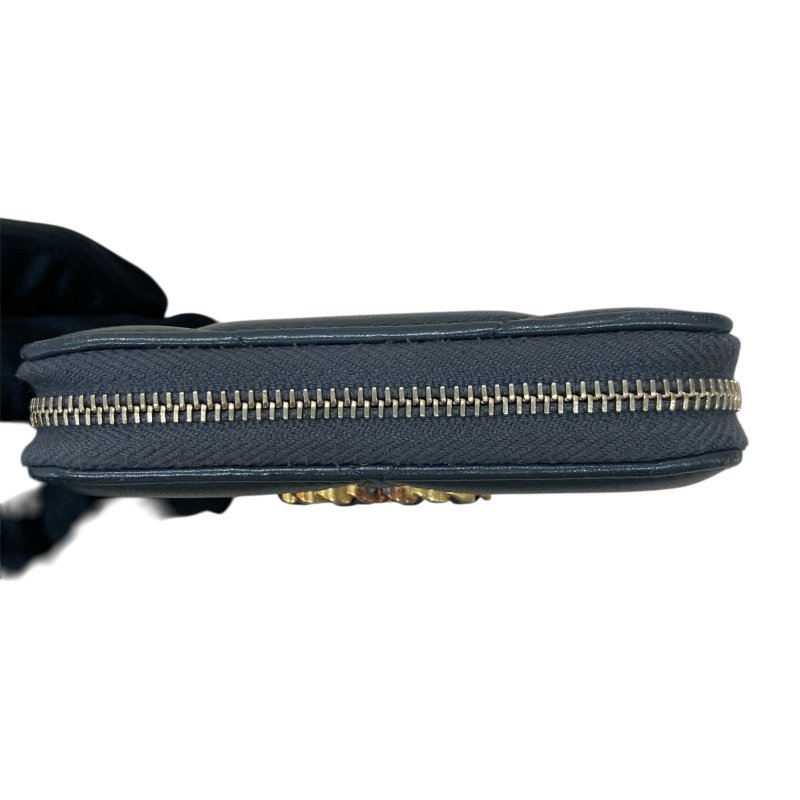 CHANEL 香奈兒 AP0949 19雙C金LOGO 羊皮 拉鍊零錢包 灰色-5