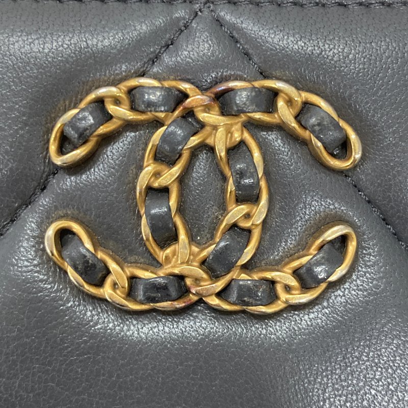 CHANEL 香奈兒 AP0949 19雙C金LOGO 羊皮 拉鍊零錢包 灰色-9