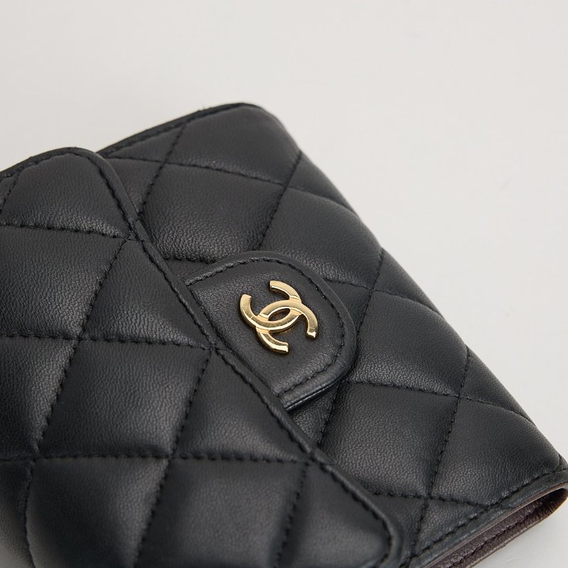 二手Chanel cf 三折短夾/黑金-4