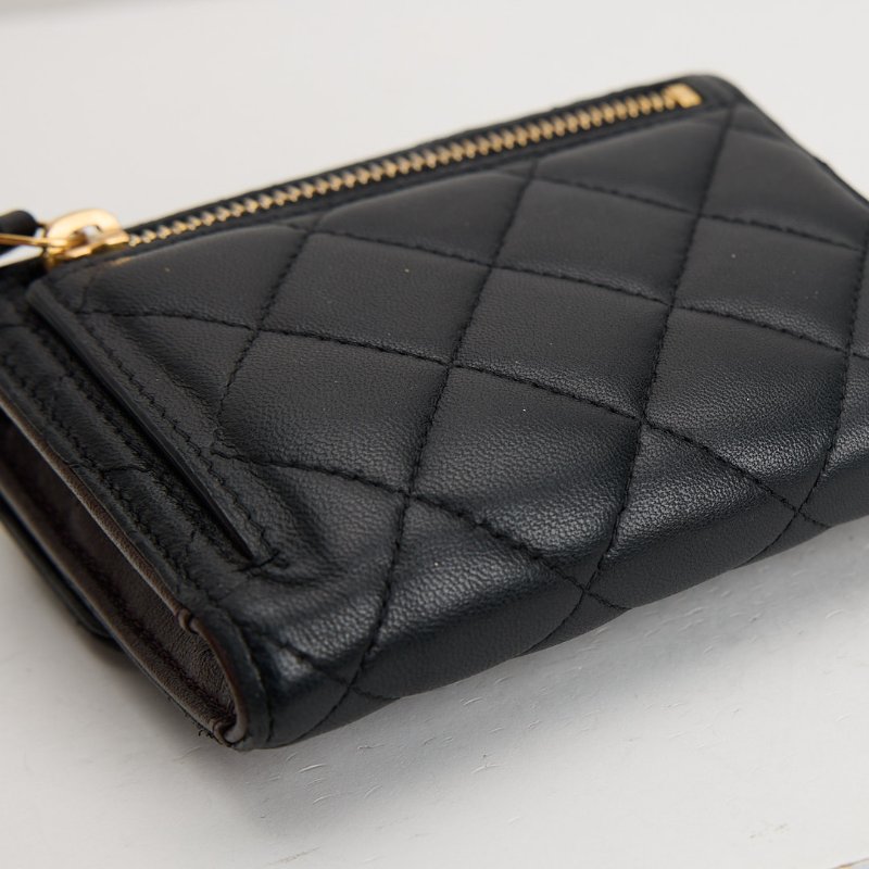 二手Chanel cf 三折短夾/黑金-7