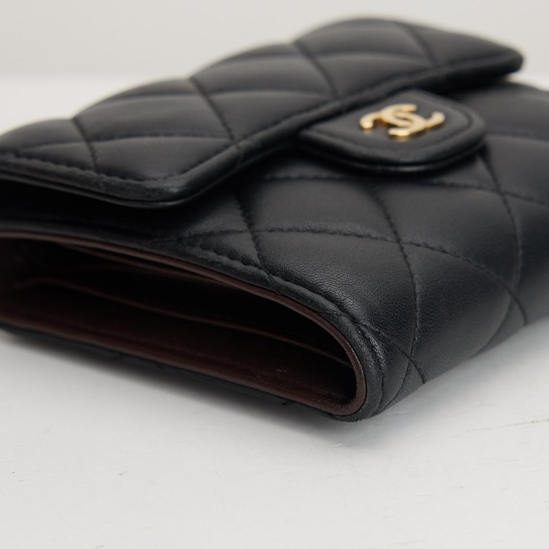 二手Chanel cf 三折短夾/黑金-9