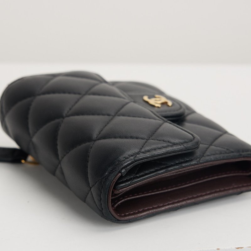 二手Chanel cf 三折短夾/黑金-10