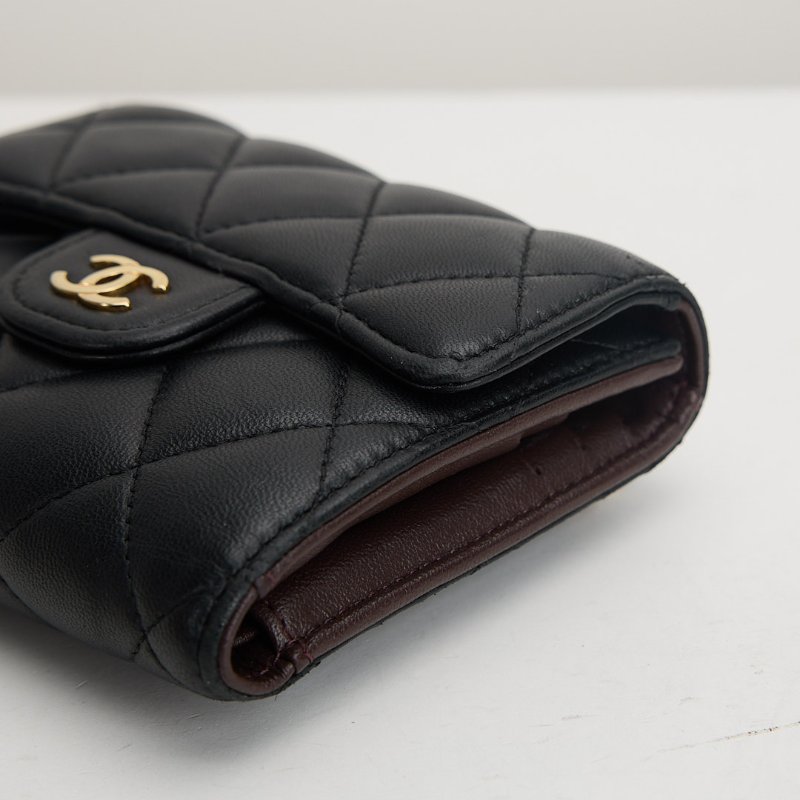 二手Chanel cf 三折短夾/黑金-11