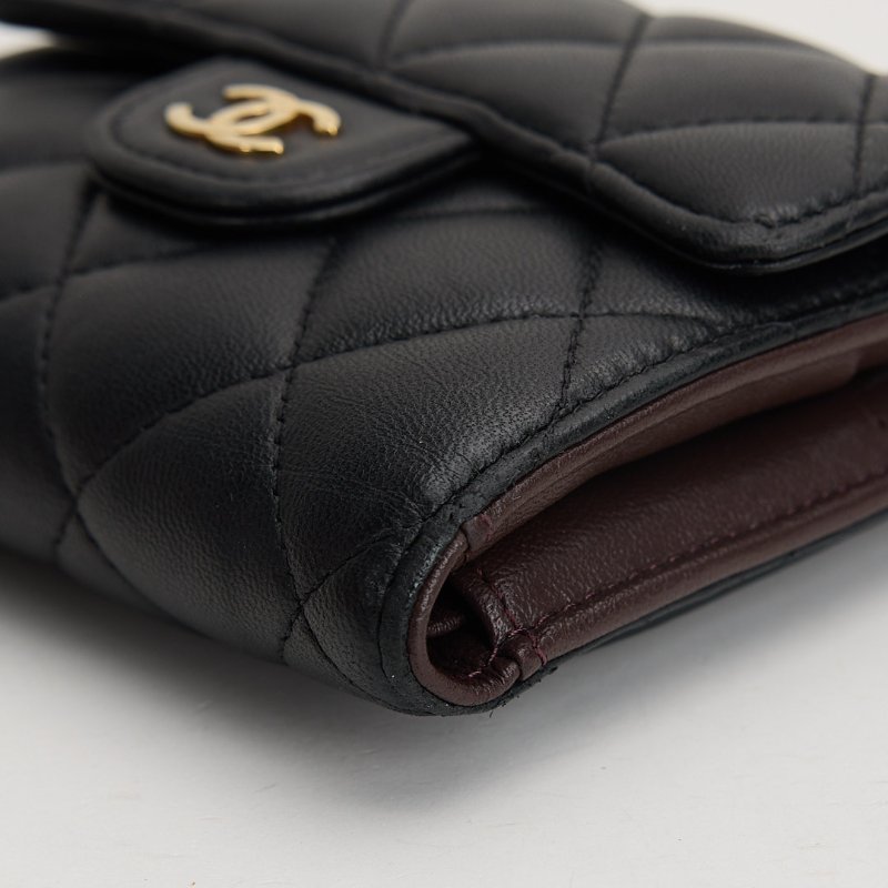 二手Chanel cf 三折短夾/黑金-12