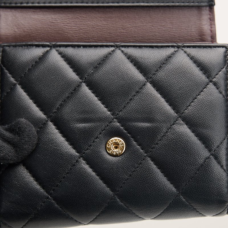 二手Chanel cf 三折短夾/黑金-14