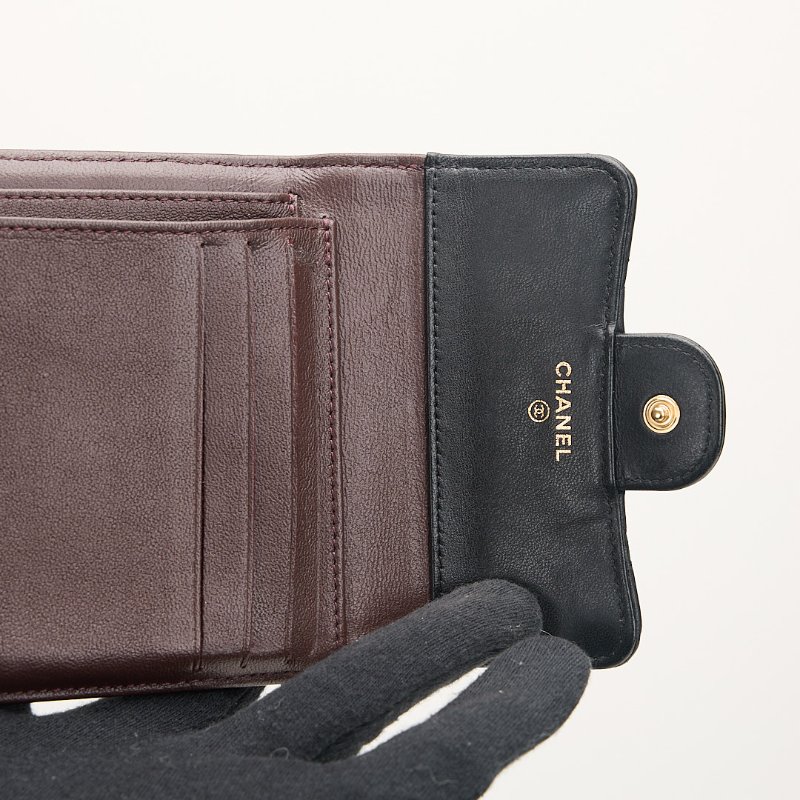 二手Chanel cf 三折短夾/黑金-18