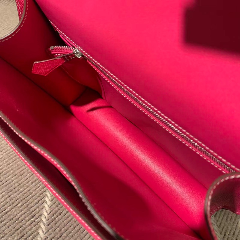 Hermes 愛馬仕 constance23 糖果粉 Epsom 皮銀扣 x 刻，單肩斜跨包 配件塵袋說明書-3