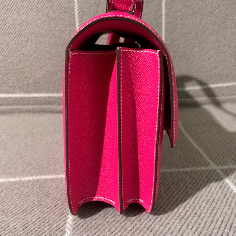 Hermes 愛馬仕 constance23 糖果粉 Epsom 皮銀扣 x 刻，單肩斜跨包 配件塵袋說明書-7