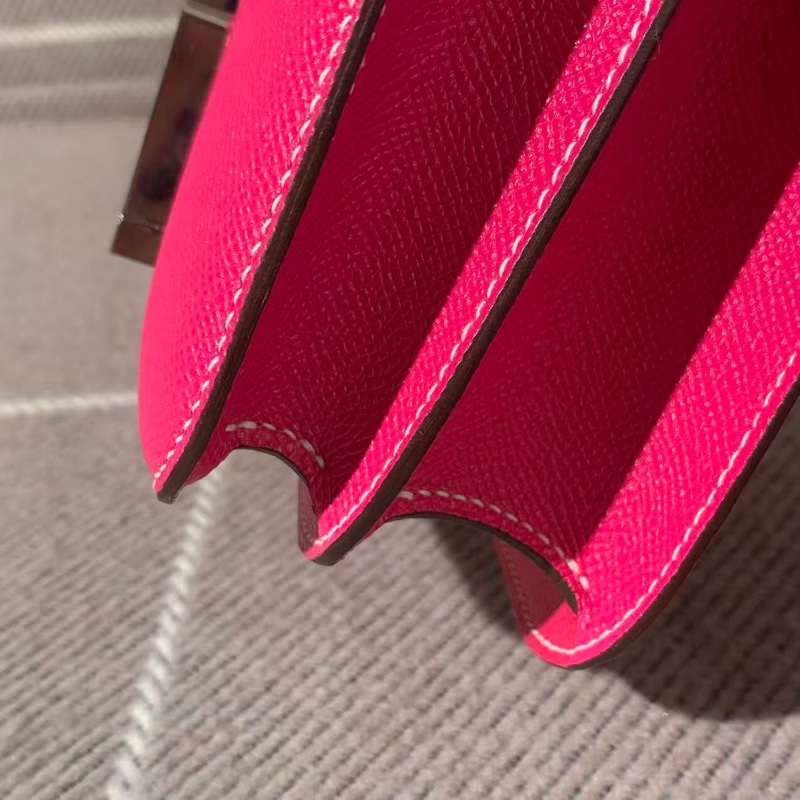 Hermes 愛馬仕 constance23 糖果粉 Epsom 皮銀扣 x 刻，單肩斜跨包 配件塵袋說明書-11