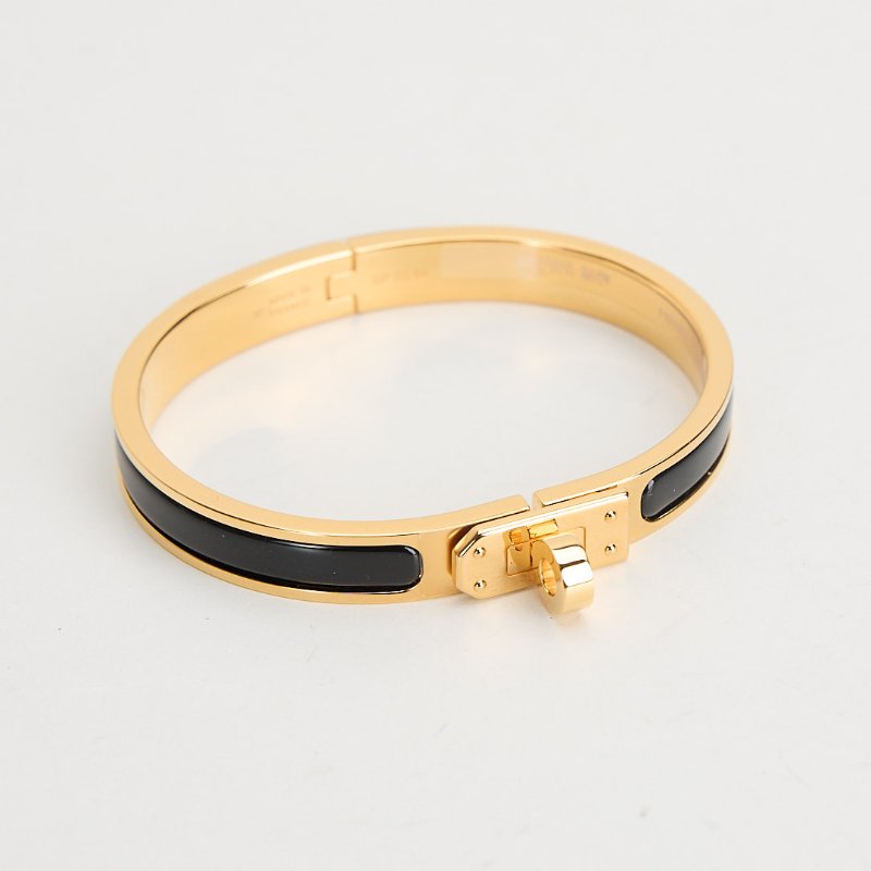 Hermès Mini Clic Kelly pm黑金琺瑯手鐲-0