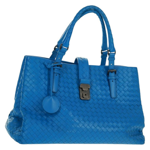 BOTTEGA VENETA INTRECCIATO 羅馬系列手提包，藍色皮革，貨號 171265，正品編號 161672V