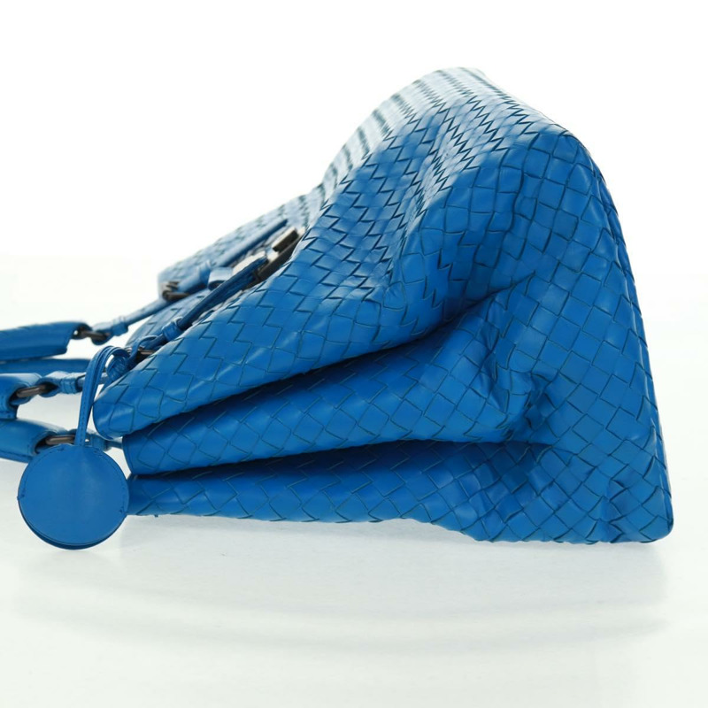 【日本直送】BOTTEGA VENETA INTRECCIATO 羅馬系列手提包，藍色皮革，貨號 171265，正品編號 161672V-2