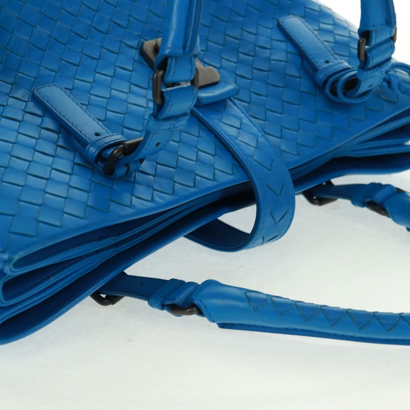 【日本直送】BOTTEGA VENETA INTRECCIATO 羅馬系列手提包，藍色皮革，貨號 171265，正品編號 161672V-5