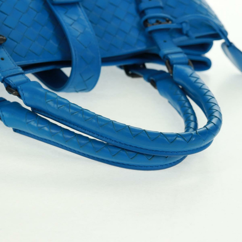 【日本直送】BOTTEGA VENETA INTRECCIATO 羅馬系列手提包，藍色皮革，貨號 171265，正品編號 161672V-6