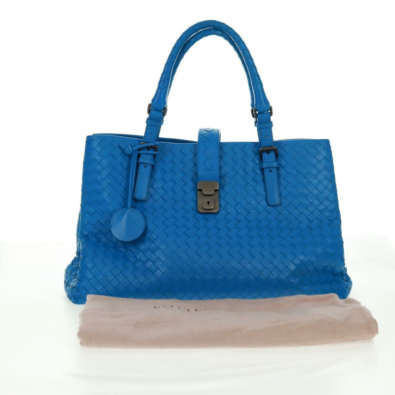【日本直送】BOTTEGA VENETA INTRECCIATO 羅馬系列手提包，藍色皮革，貨號 171265，正品編號 161672V-11