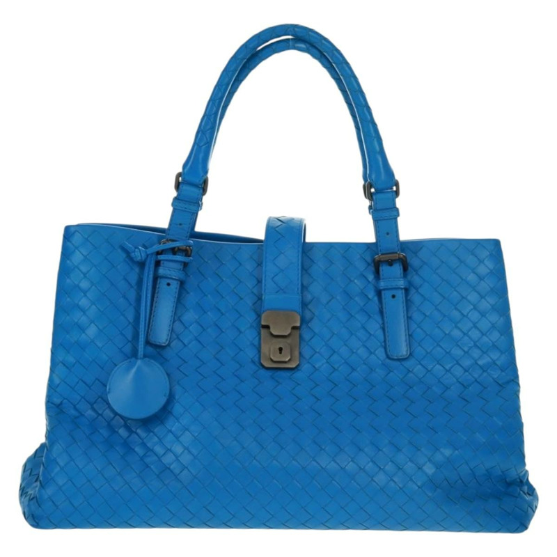 【日本直送】BOTTEGA VENETA INTRECCIATO 羅馬系列手提包，藍色皮革，貨號 171265，正品編號 161672V-12