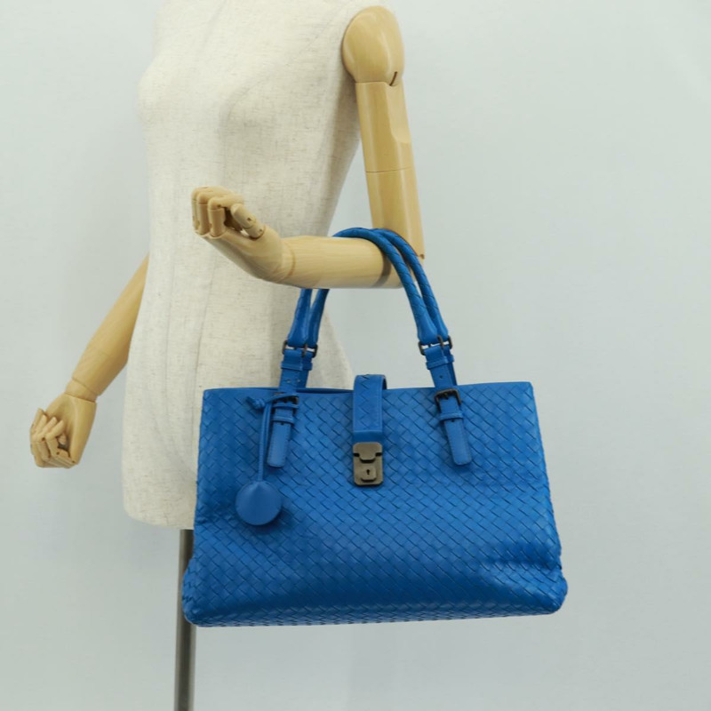 【日本直送】BOTTEGA VENETA INTRECCIATO 羅馬系列手提包，藍色皮革，貨號 171265，正品編號 161672V-25