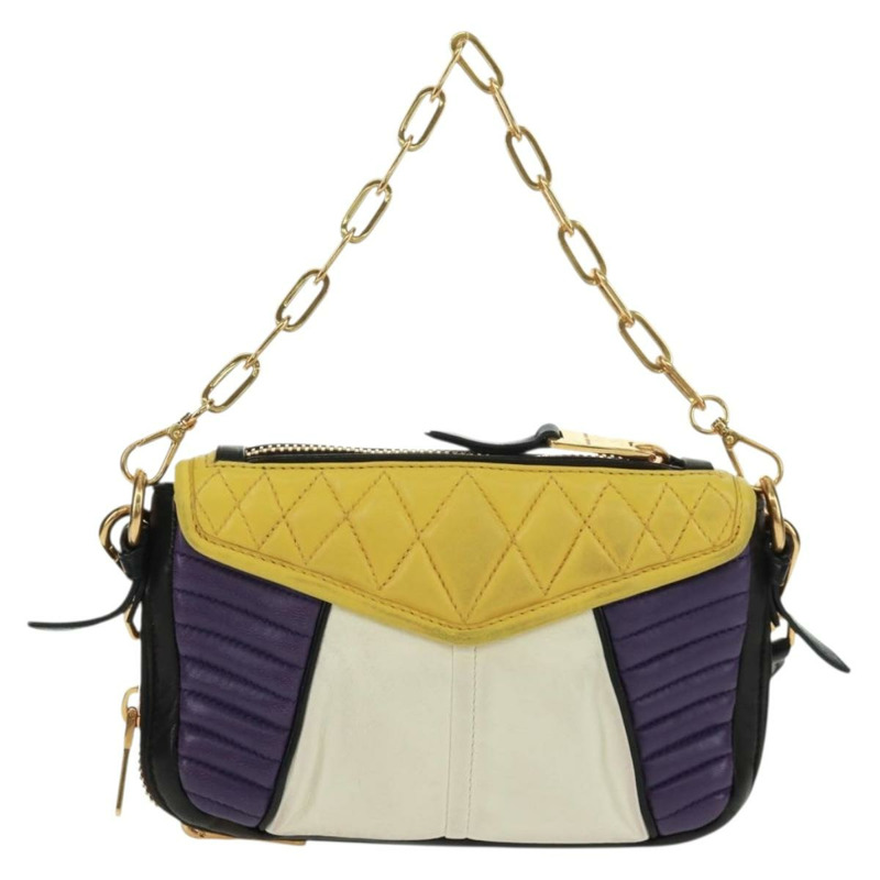 【日本直送】Miu Miu 鏈條手提包 皮革 2way Multicolor Gold Auth 162861V-1