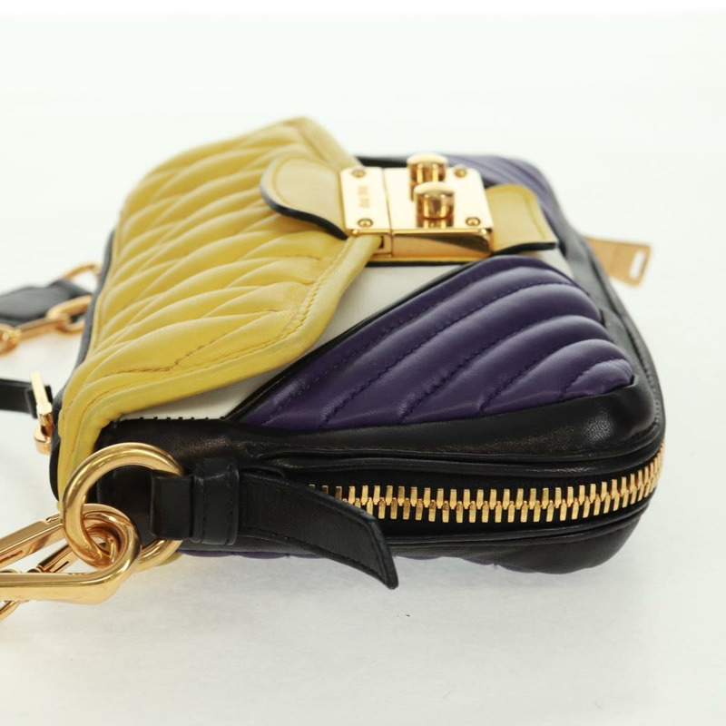 【日本直送】Miu Miu 鏈條手提包 皮革 2way Multicolor Gold Auth 162861V-2
